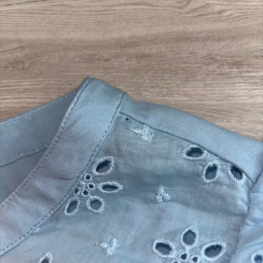 J. Crew Sky Blue Eyelet Ruffle Blouse